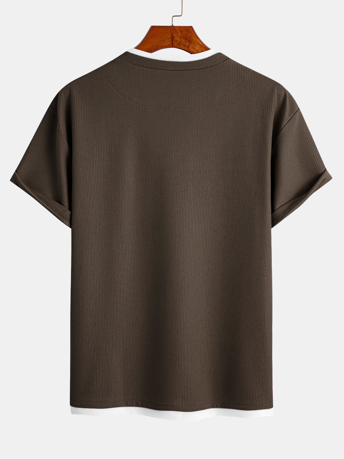 Comfortable 2-in-1 Waffle T-Shirt with Notched Collar