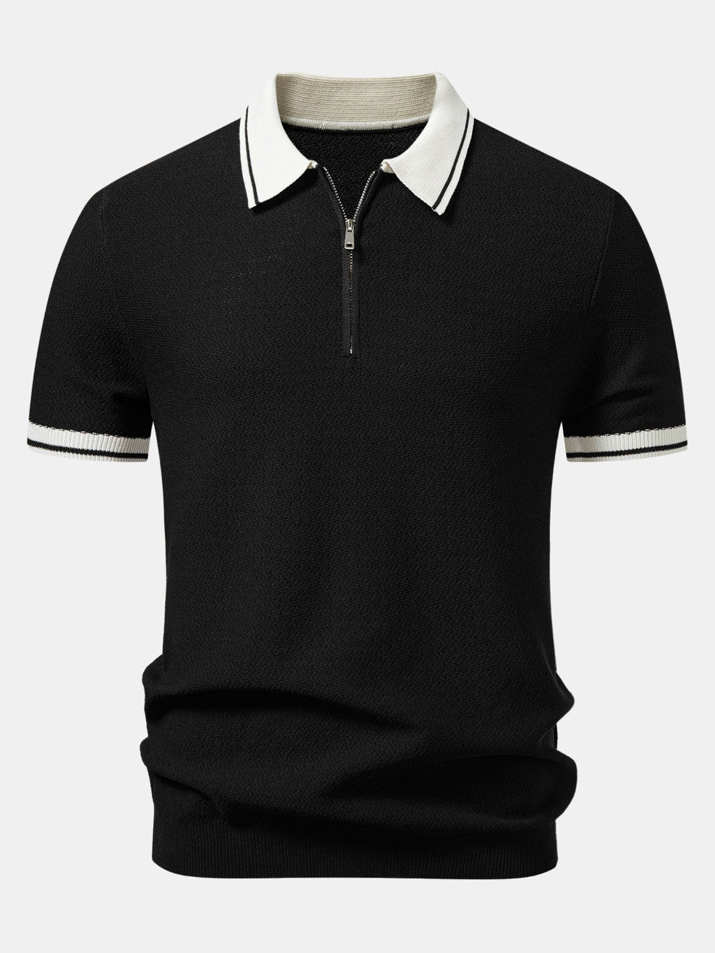 Two-Tone Zipper Knit Polo