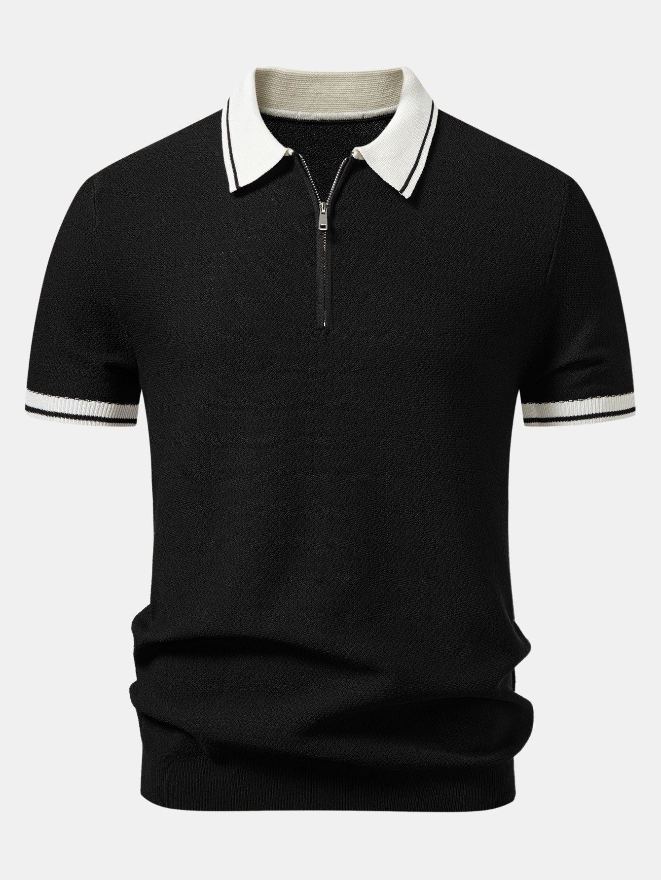 Two-Tone Zipper Knit Polo