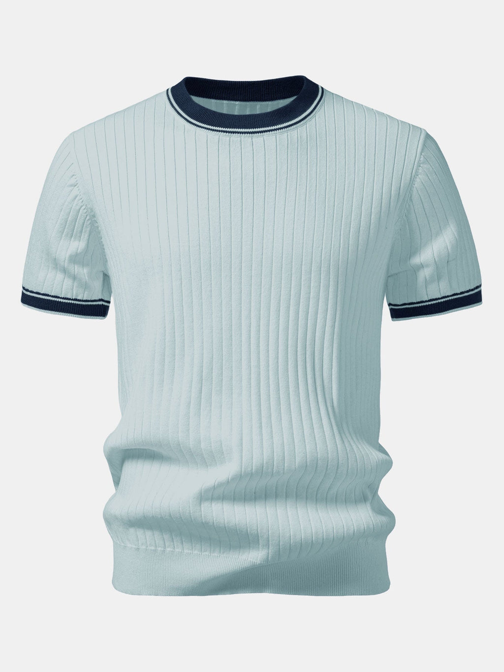 Color-Blocked Crew Neck Knit Tee