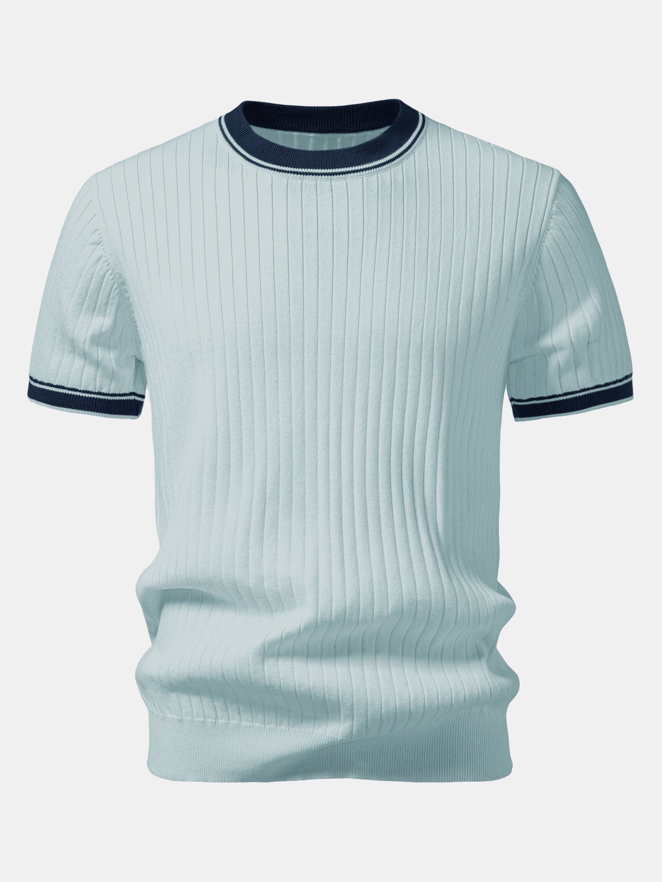 Color-Blocked Crew Neck Knit Tee