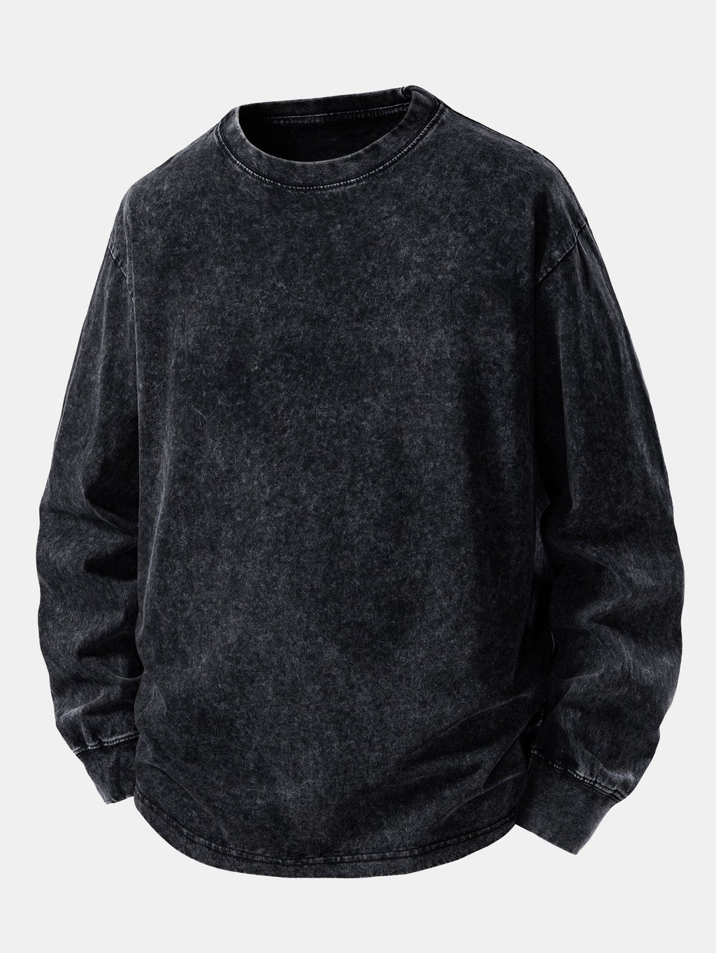 Casual Long Sleeve Washed Distressed Tee
