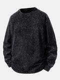 Casual Long Sleeve Washed Distressed Tee