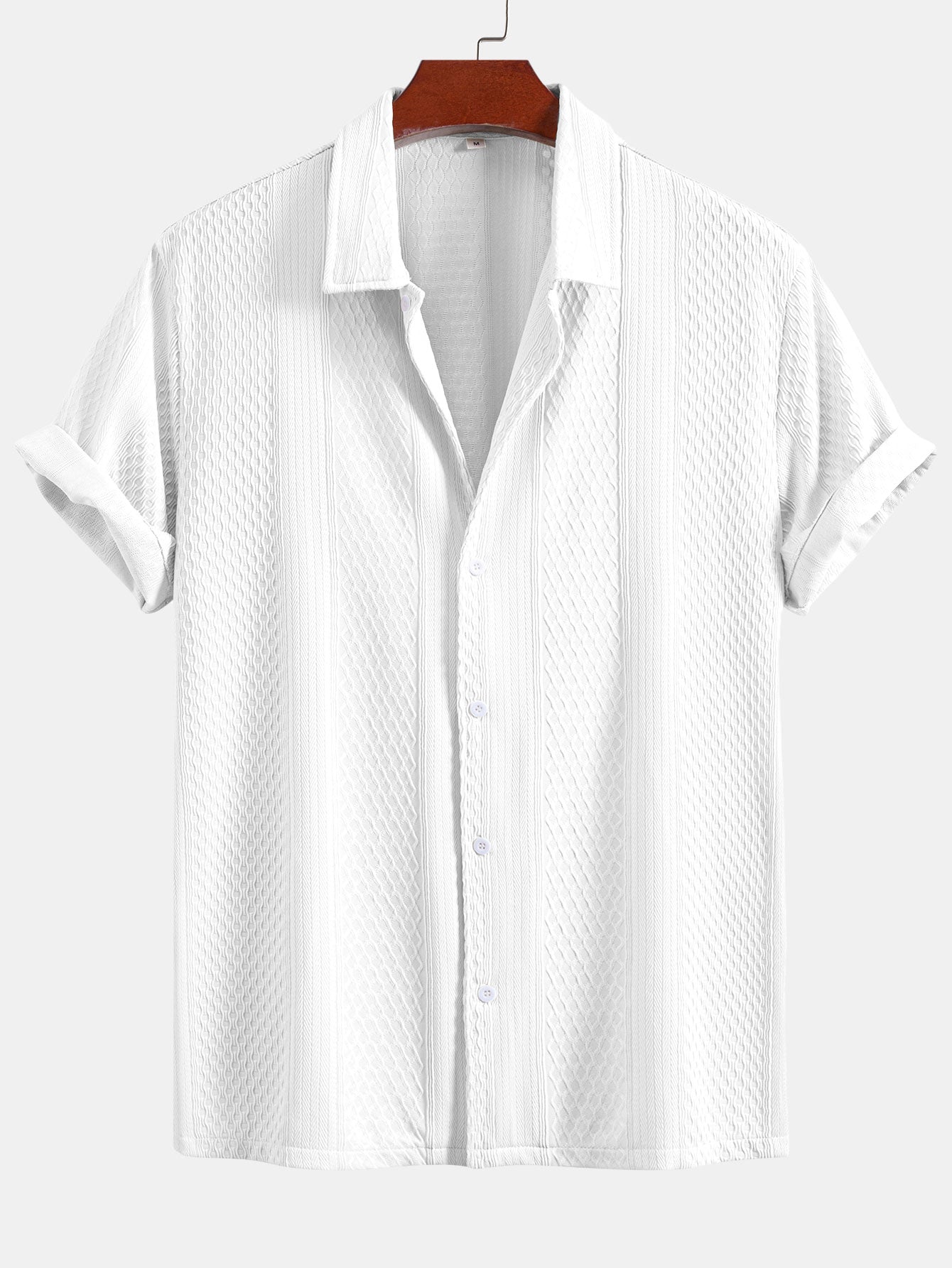Geometric Patterned Jacquard Button-Up Shirt