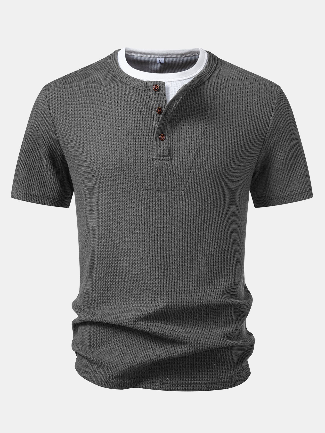 Dual-Function Waffle Henley Top