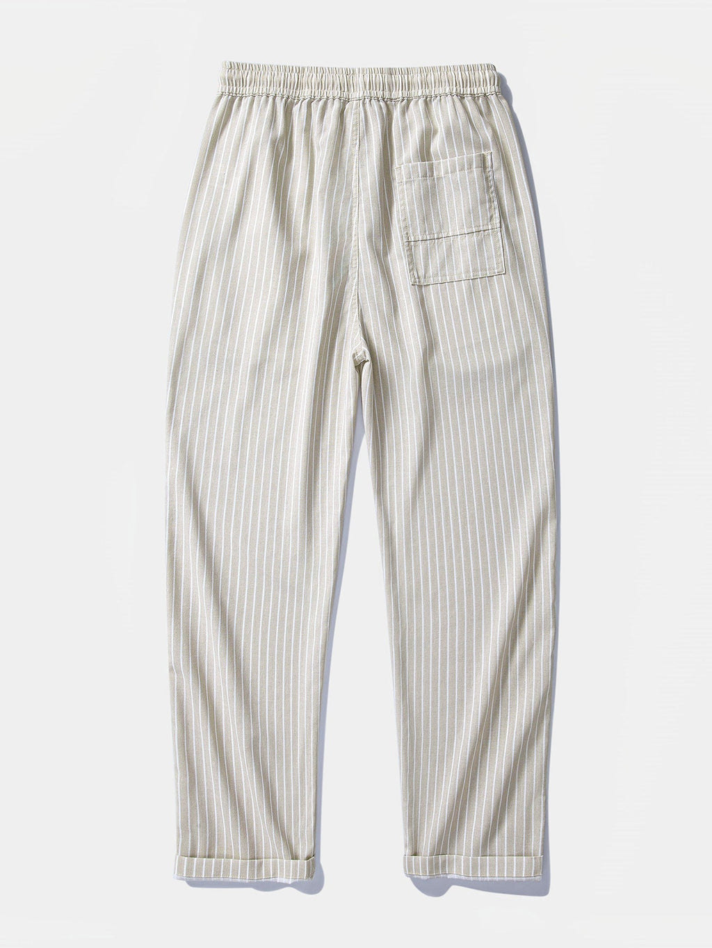 Linen-Rayon Blend Button-Up Shirt with Striped Straight-Leg Linen Pants