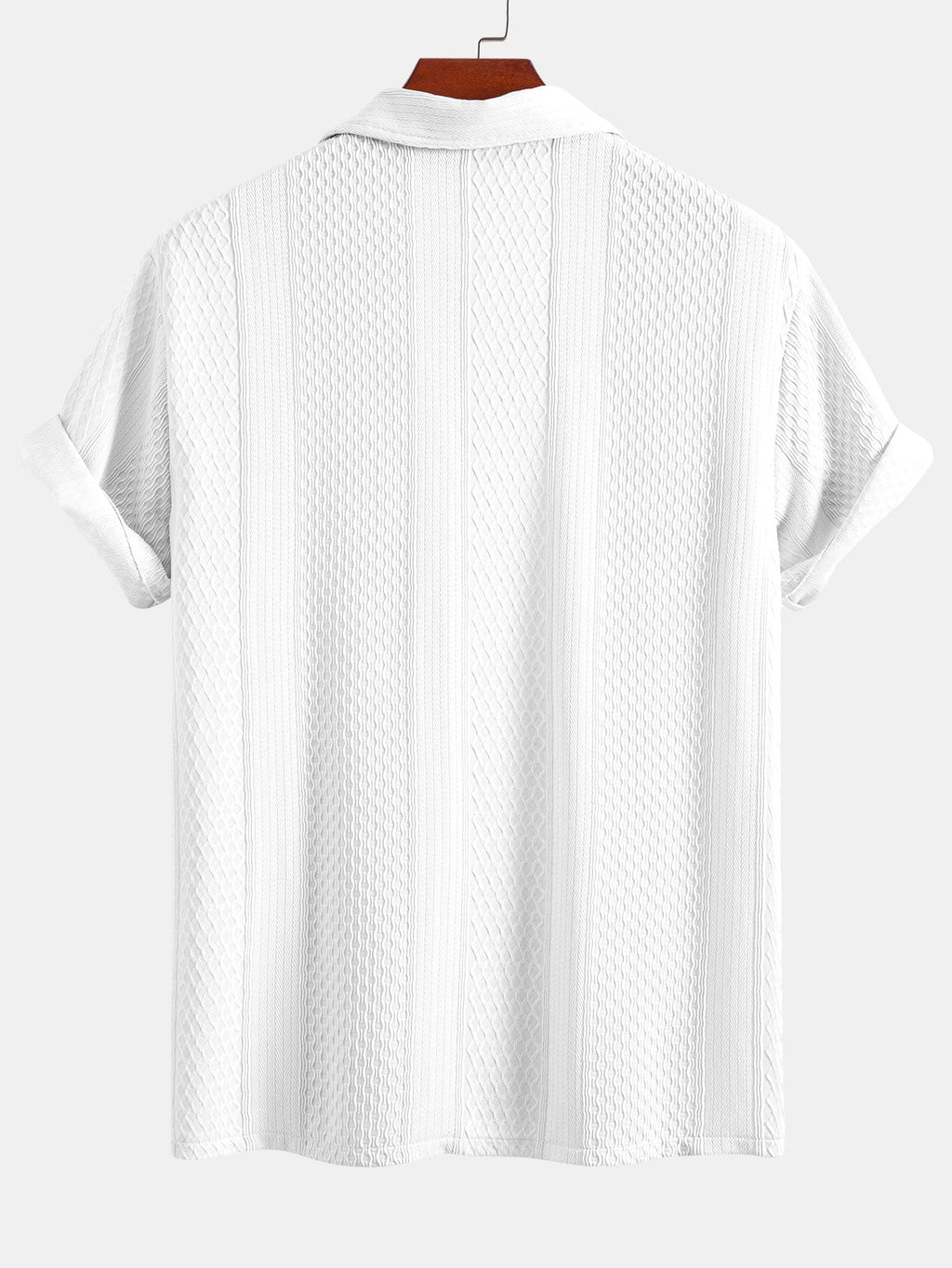 Geometric Patterned Jacquard Button-Up Shirt
