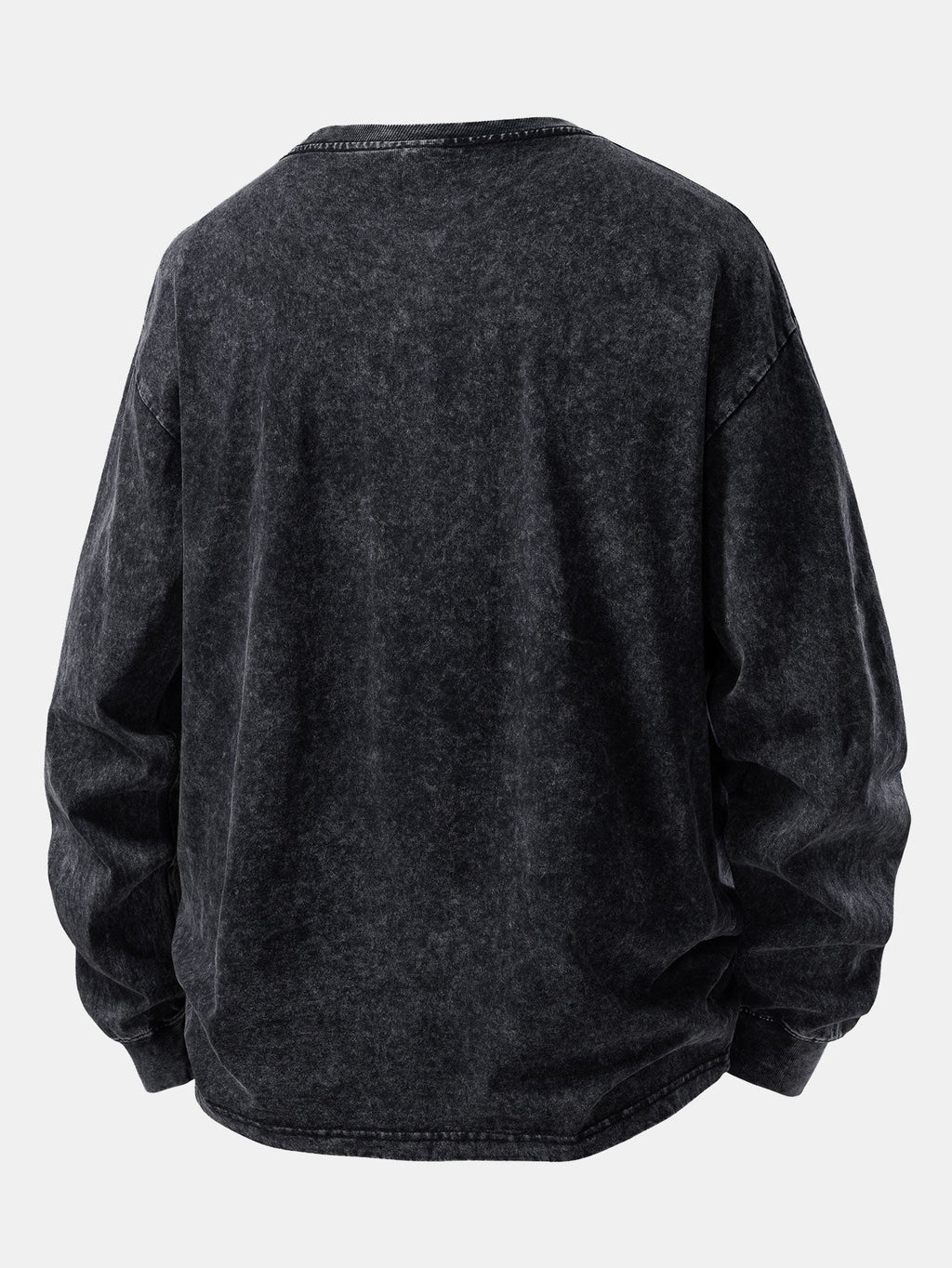 Casual Long Sleeve Washed Distressed Tee