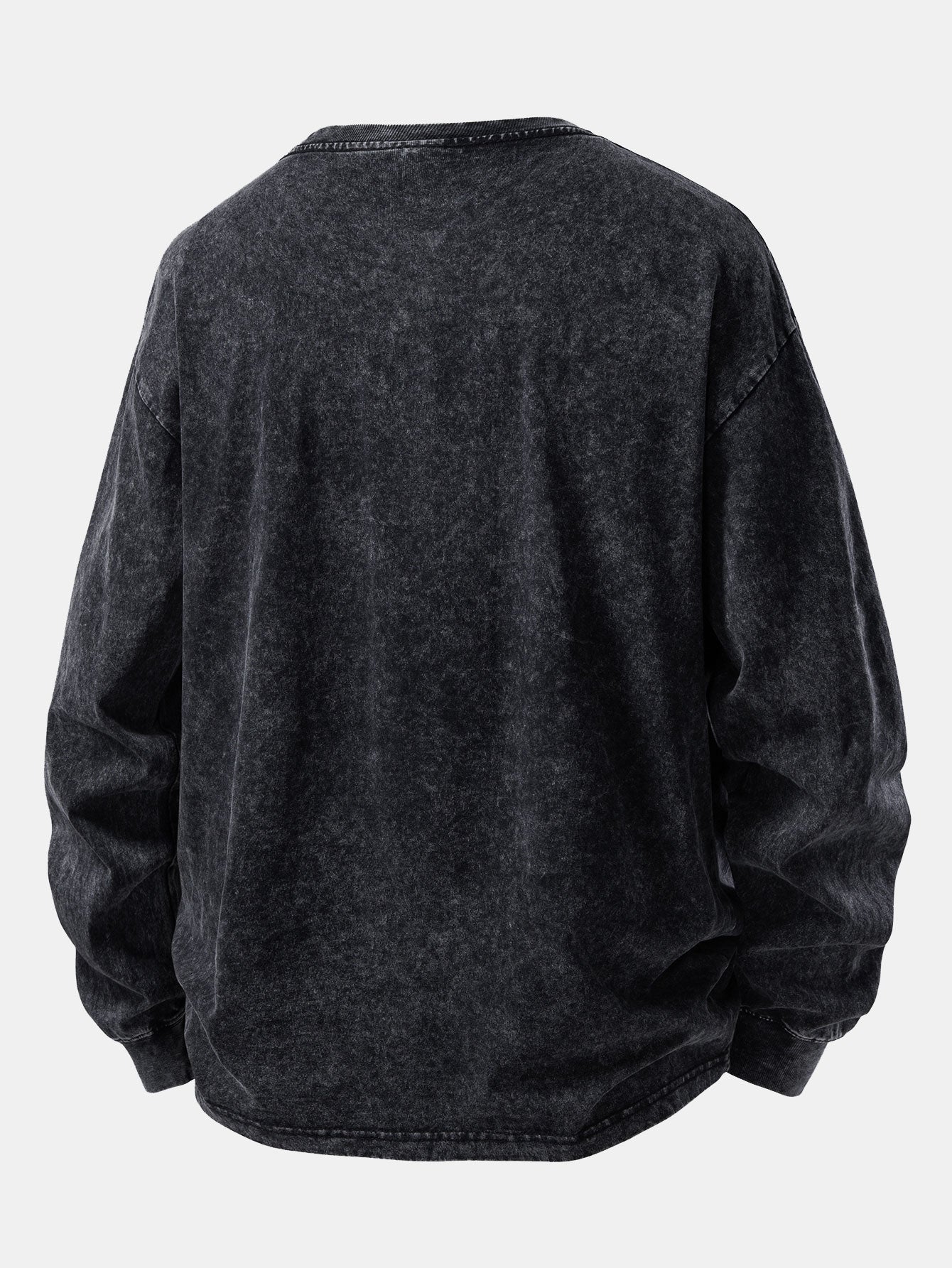 Casual Long Sleeve Washed Distressed Tee