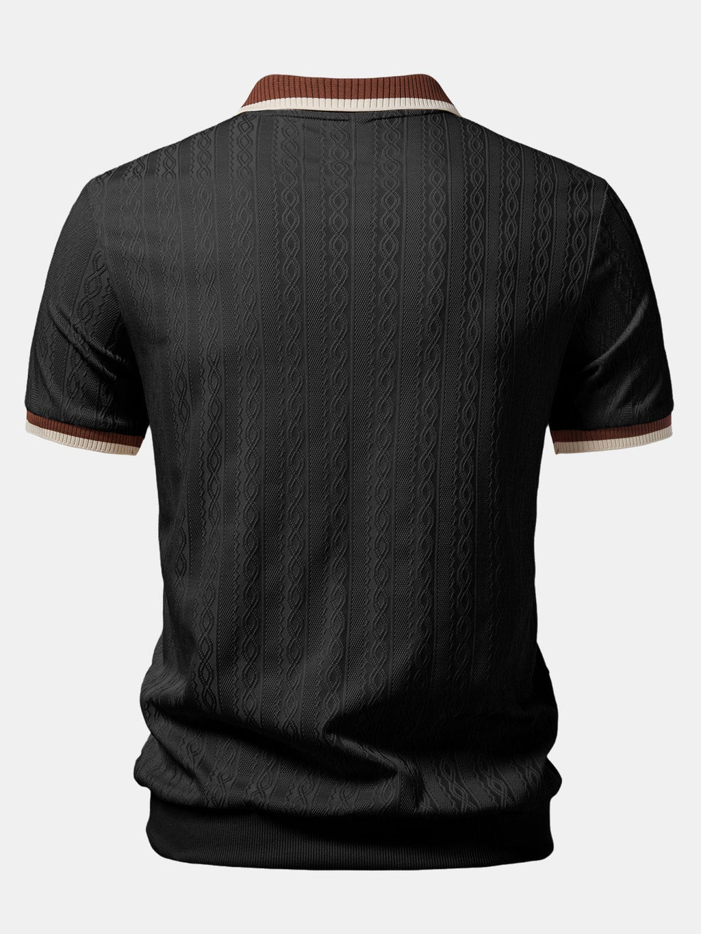 Textured Knit Polo with Contrast Trim & Slim Fit Tapered Trousers