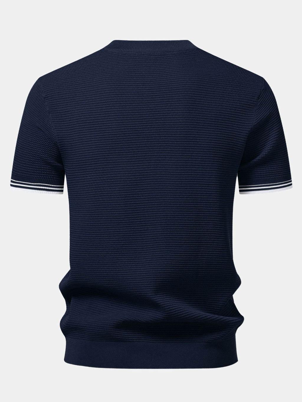 Ribbed Knit T-Shirt with Contrast Stripe Trim