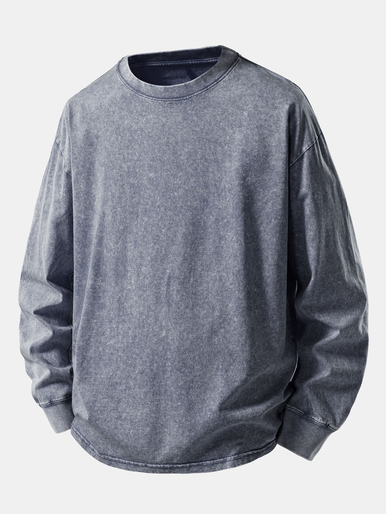 Casual Long Sleeve Washed Distressed Tee