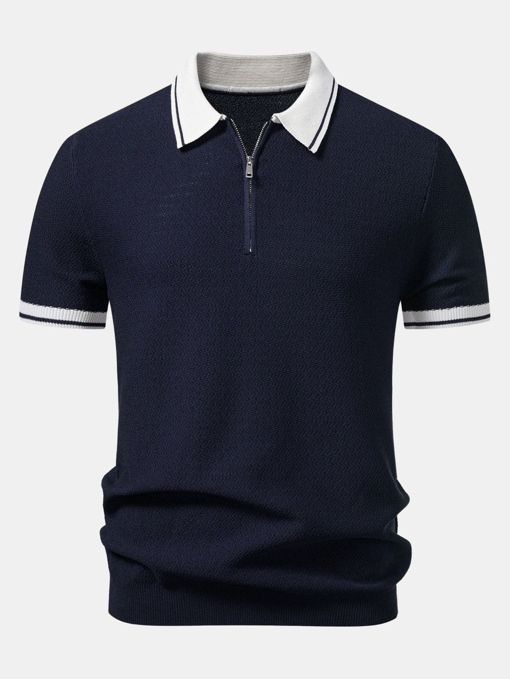 Two-Tone Zipper Knit Polo