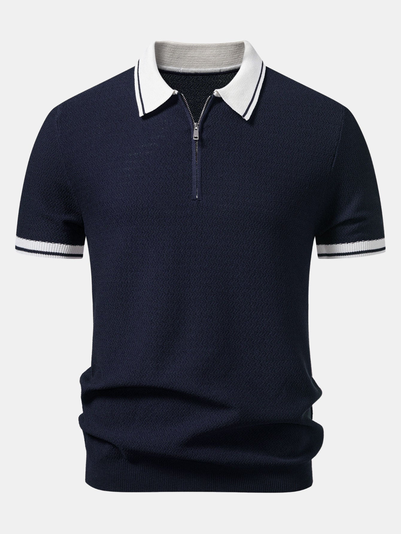 Two-Tone Zipper Knit Polo