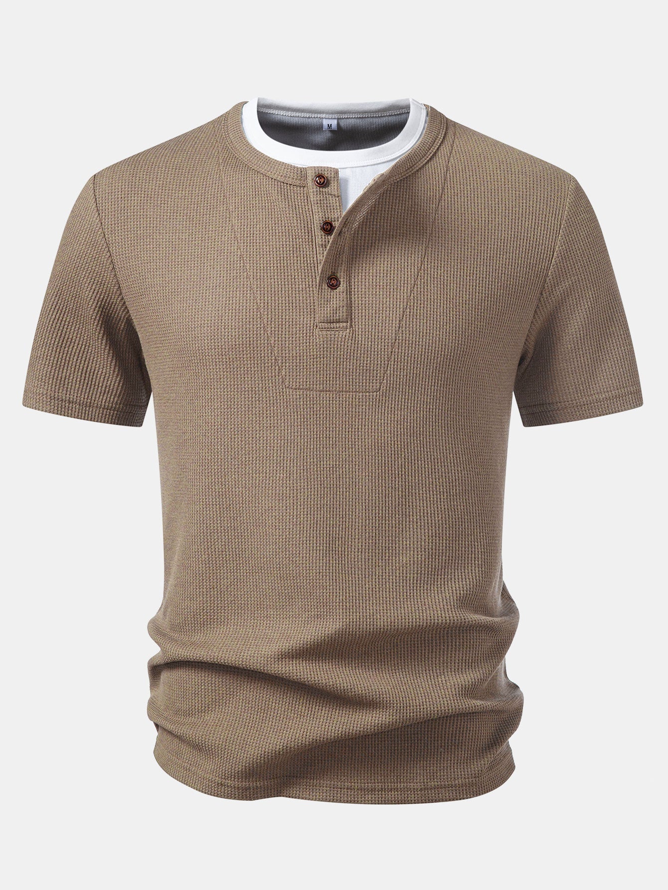 Dual-Function Waffle Henley Top