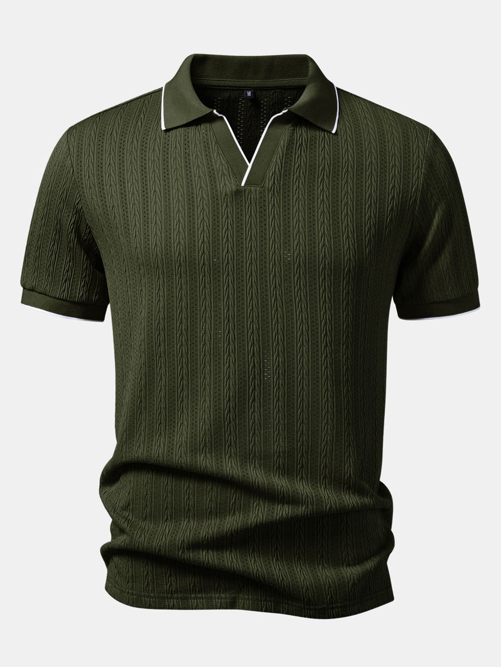 Geometric Jacquard Polo with Johnny Collar