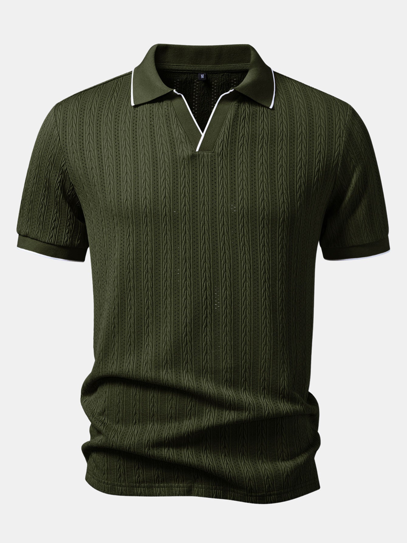 Geometric Jacquard Polo with Johnny Collar