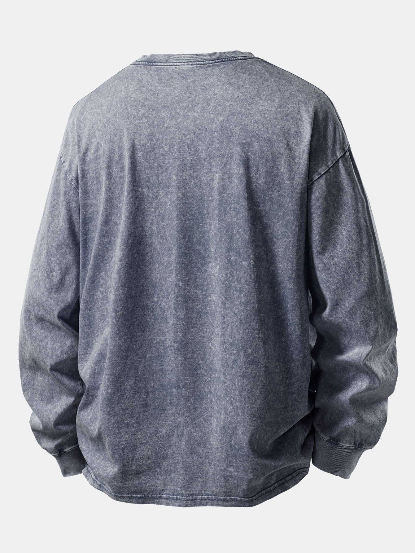 Casual Long Sleeve Washed Distressed Tee