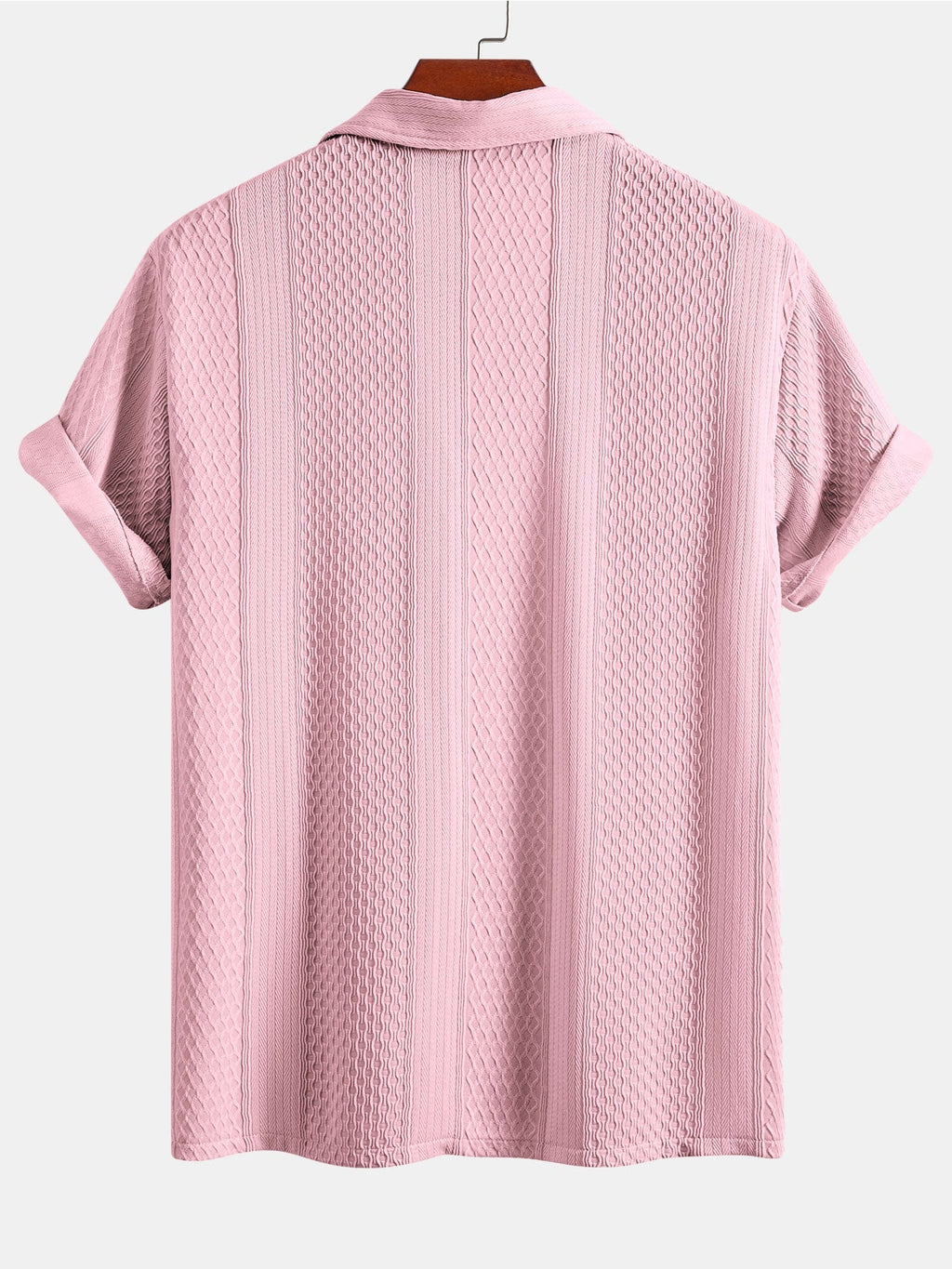 Geometric Patterned Jacquard Button-Up Shirt