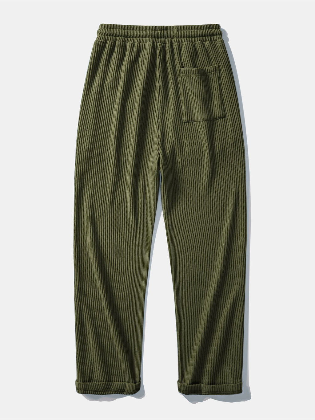 Two-Piece Contrast Waffle Set: T-Shirt with Pocket & Drawstring Knitted Pants