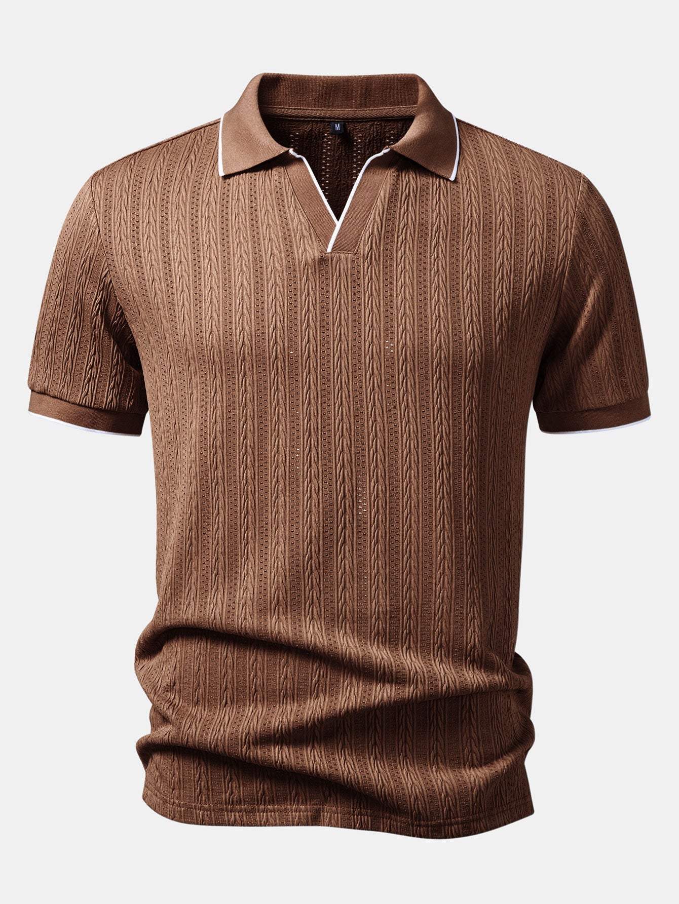 Geometric Jacquard Polo with Johnny Collar