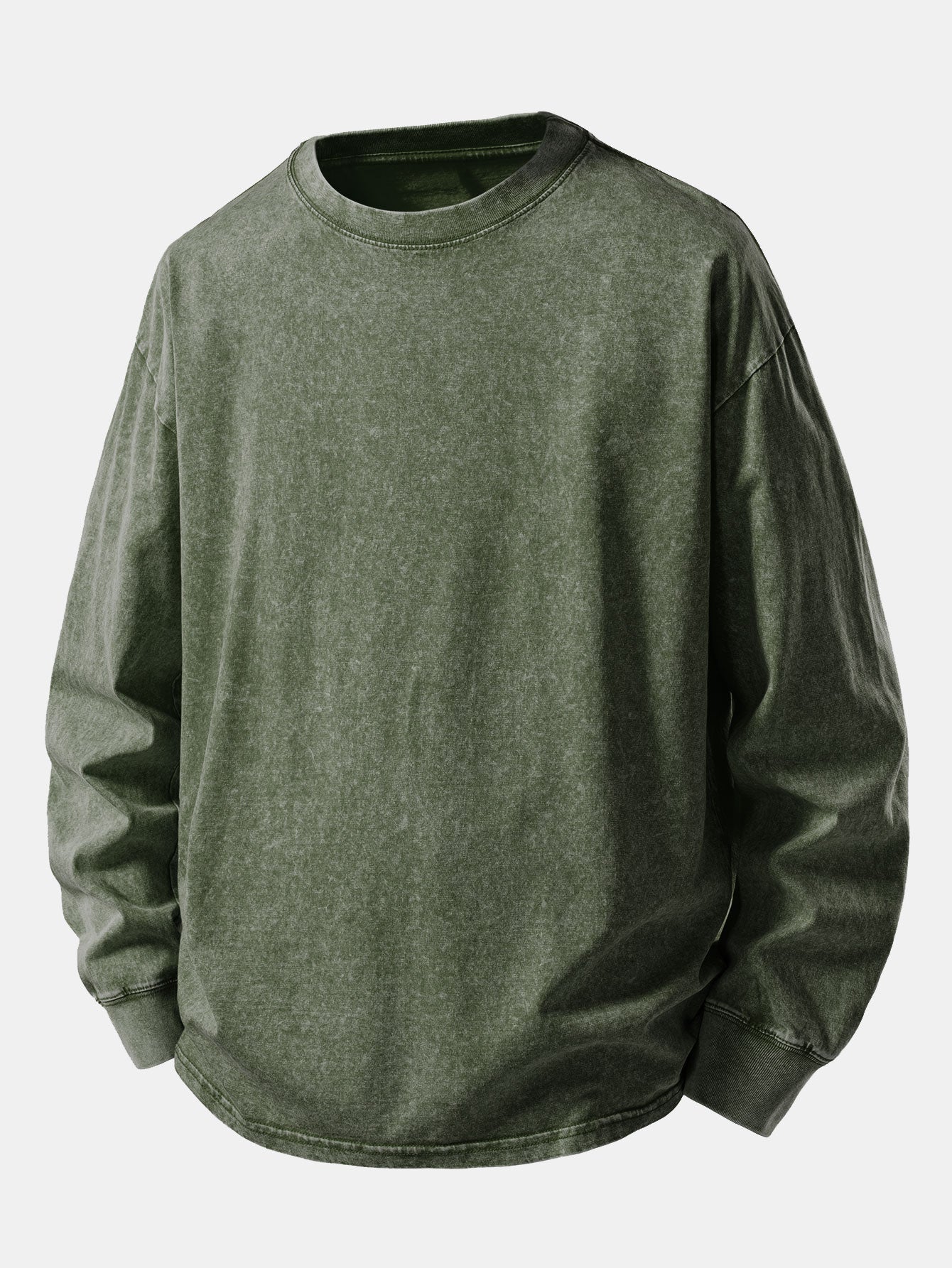 Casual Long Sleeve Washed Distressed Tee