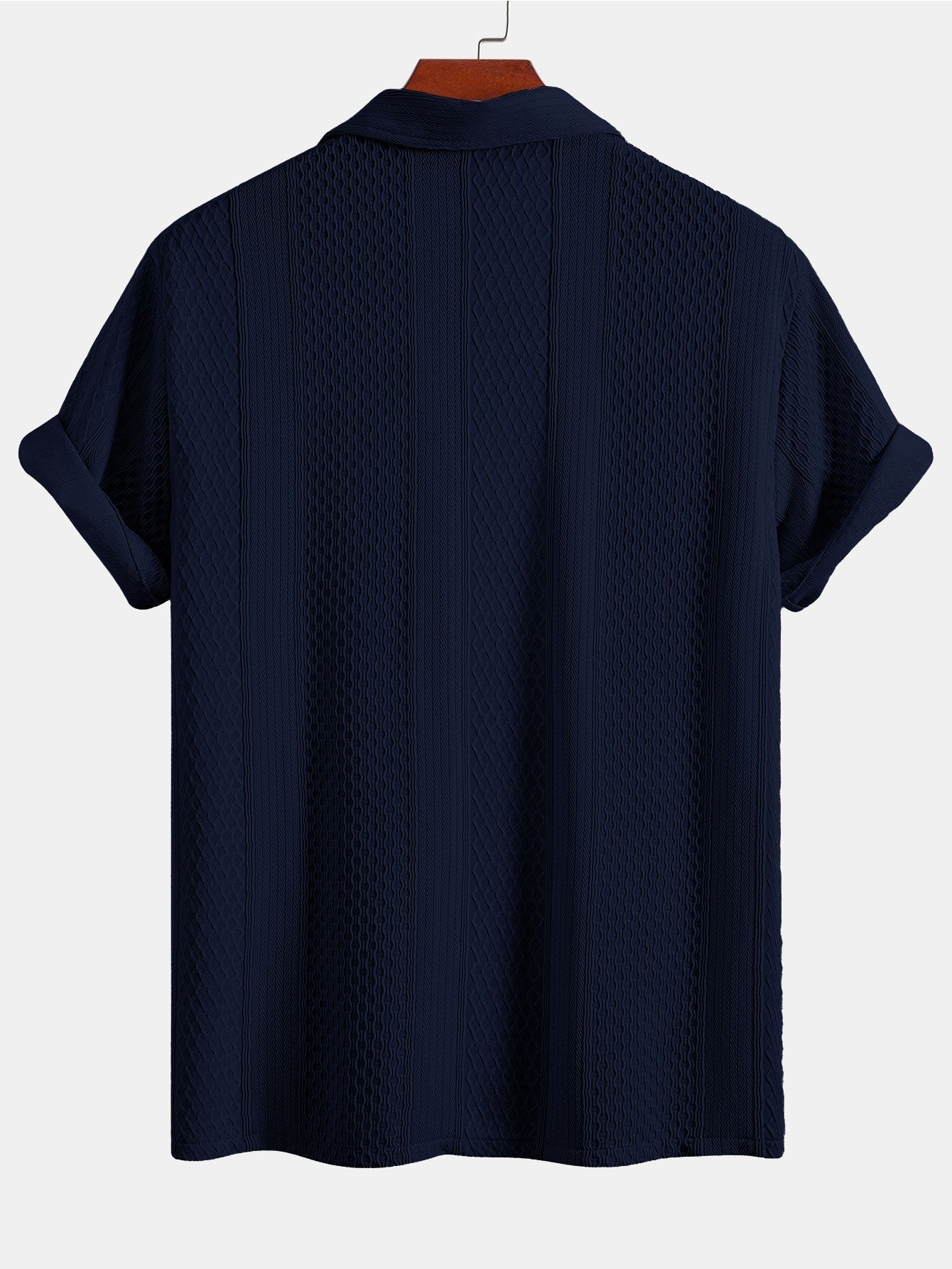 Geometric Patterned Jacquard Button-Up Shirt