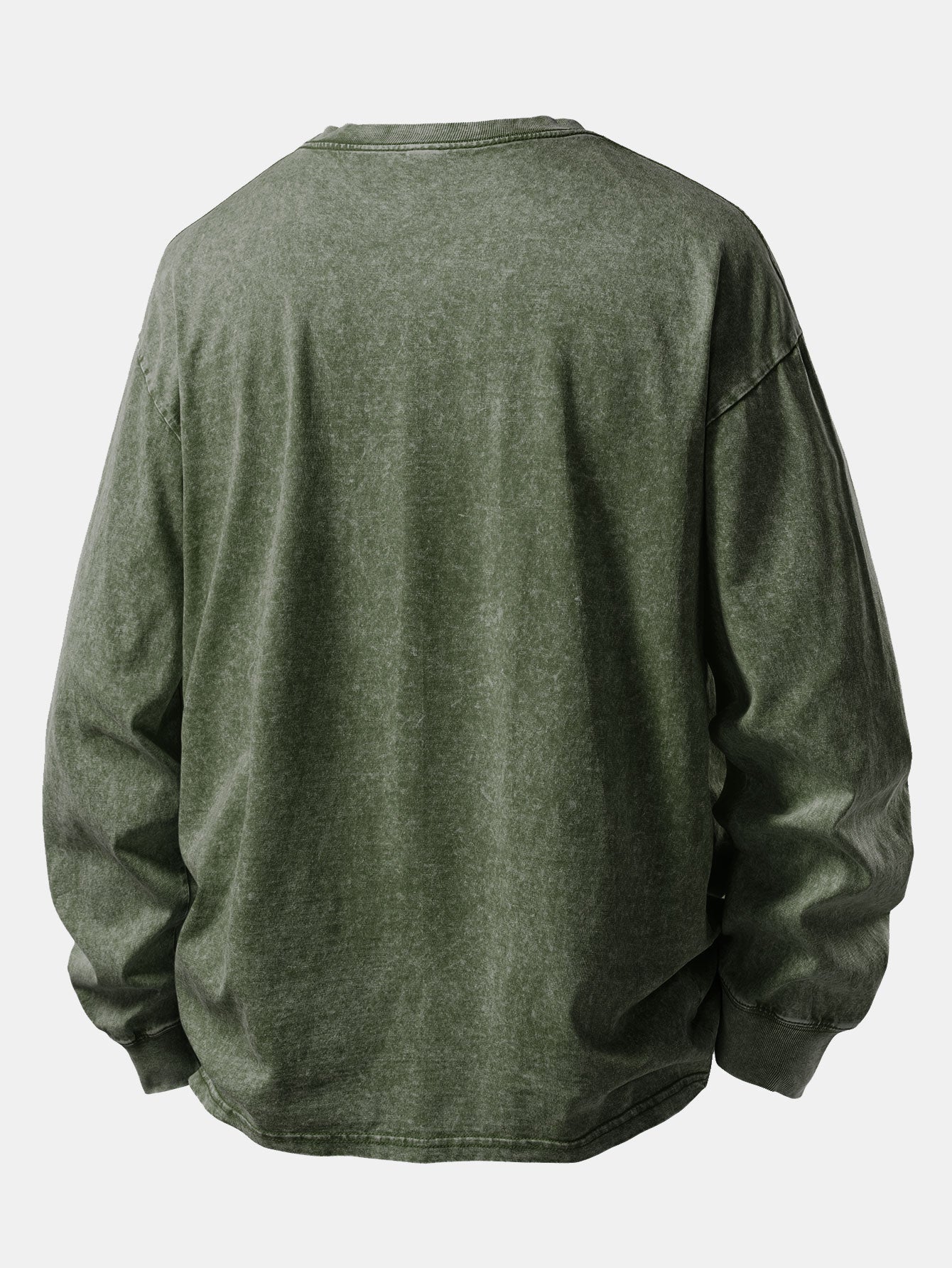 Casual Long Sleeve Washed Distressed Tee