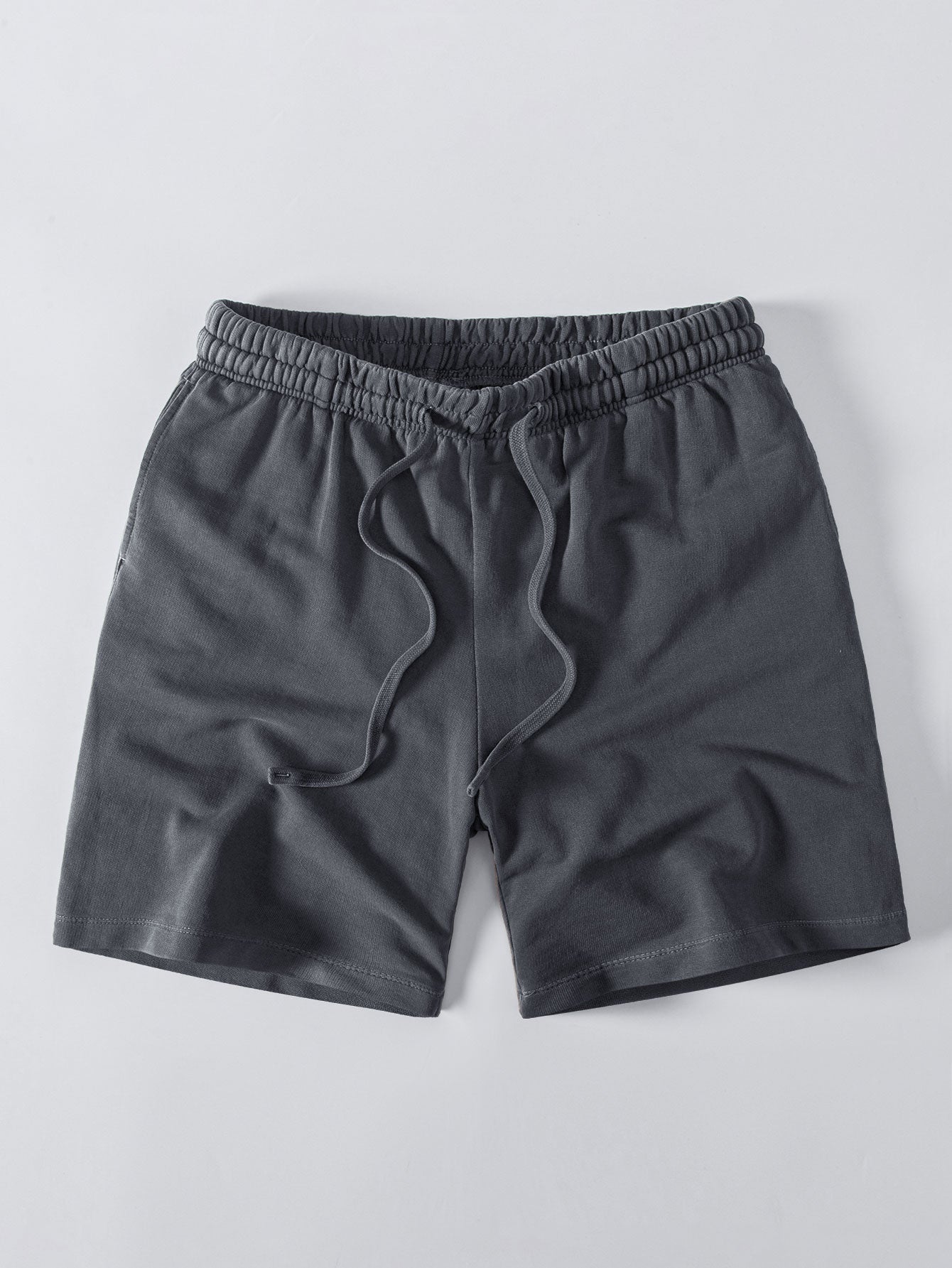 Relaxed Fit Heavyweight Washed Drop Shoulder Tee & Distressed Drawstring Shorts