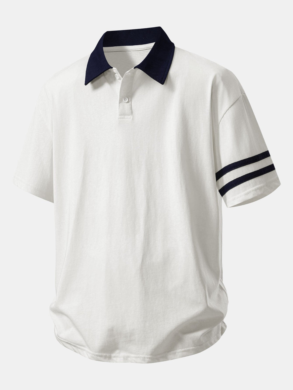 Relaxed Fit Polo Shirt with Contrast Collar & 7" Cotton Drawstring Shorts