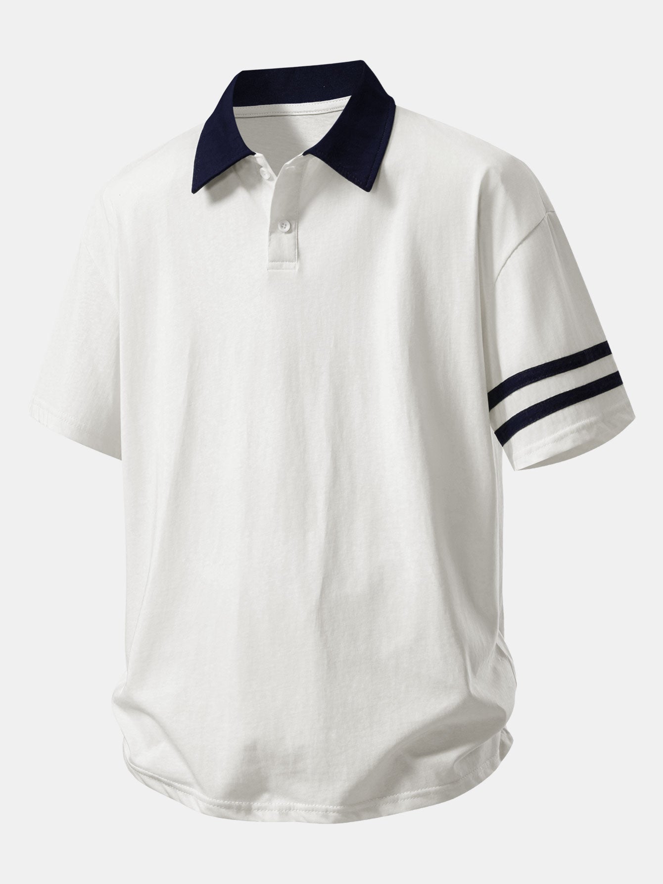Relaxed Fit Polo Shirt with Contrast Collar & 7" Cotton Drawstring Shorts