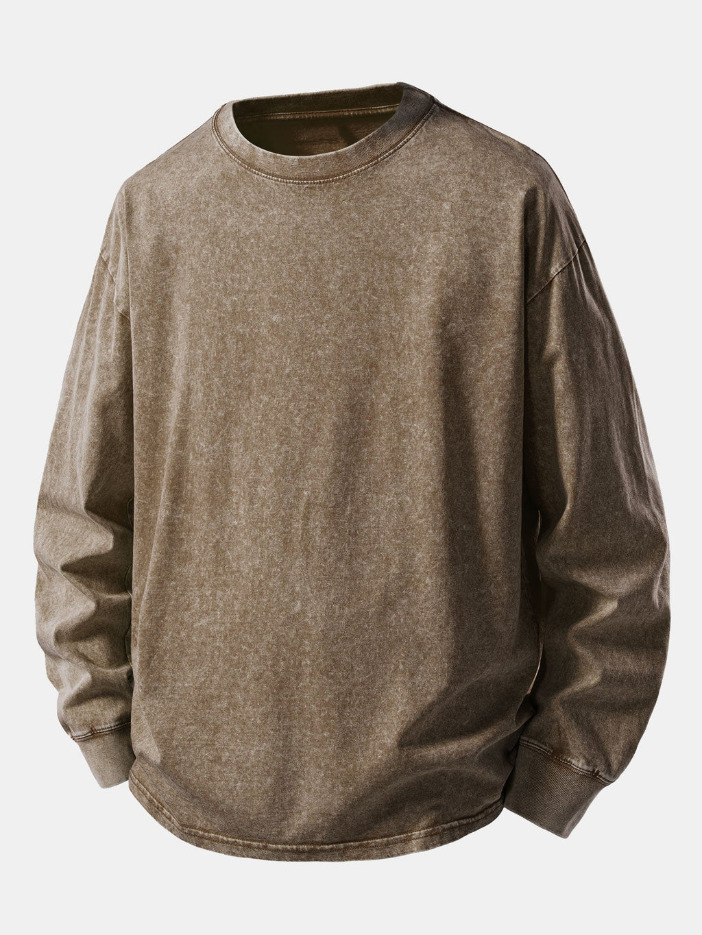 Casual Long Sleeve Washed Distressed Tee