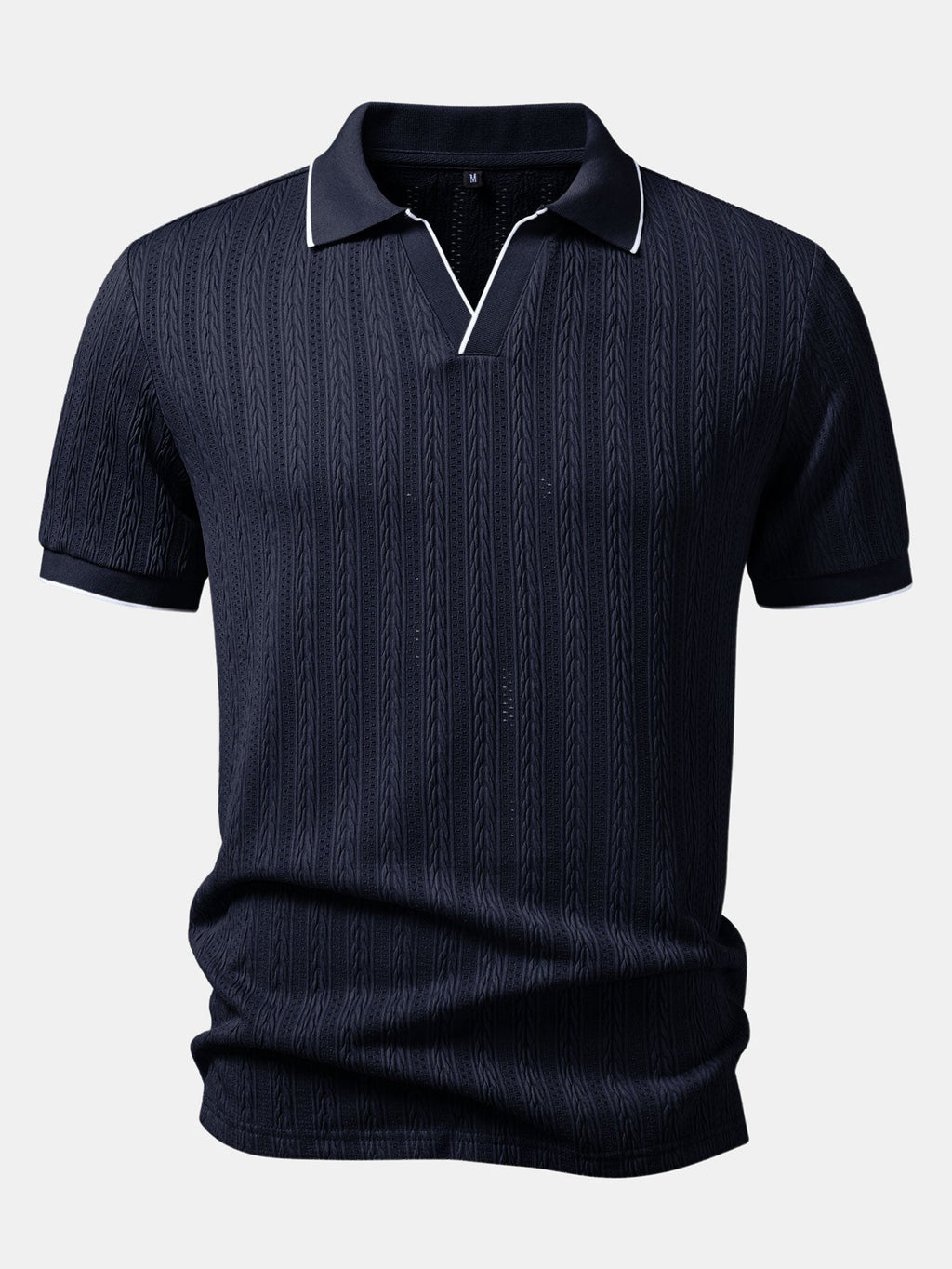 Geometric Jacquard Polo with Johnny Collar & Slim Fit Tapered Pants