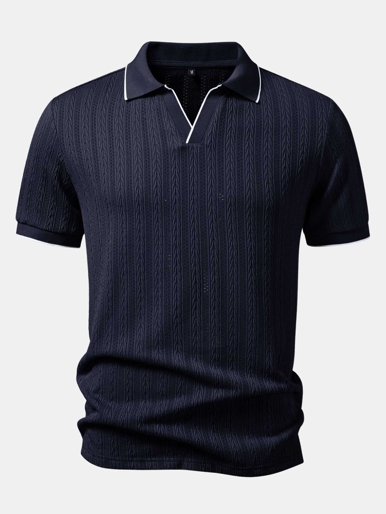 Geometric Jacquard Polo with Johnny Collar