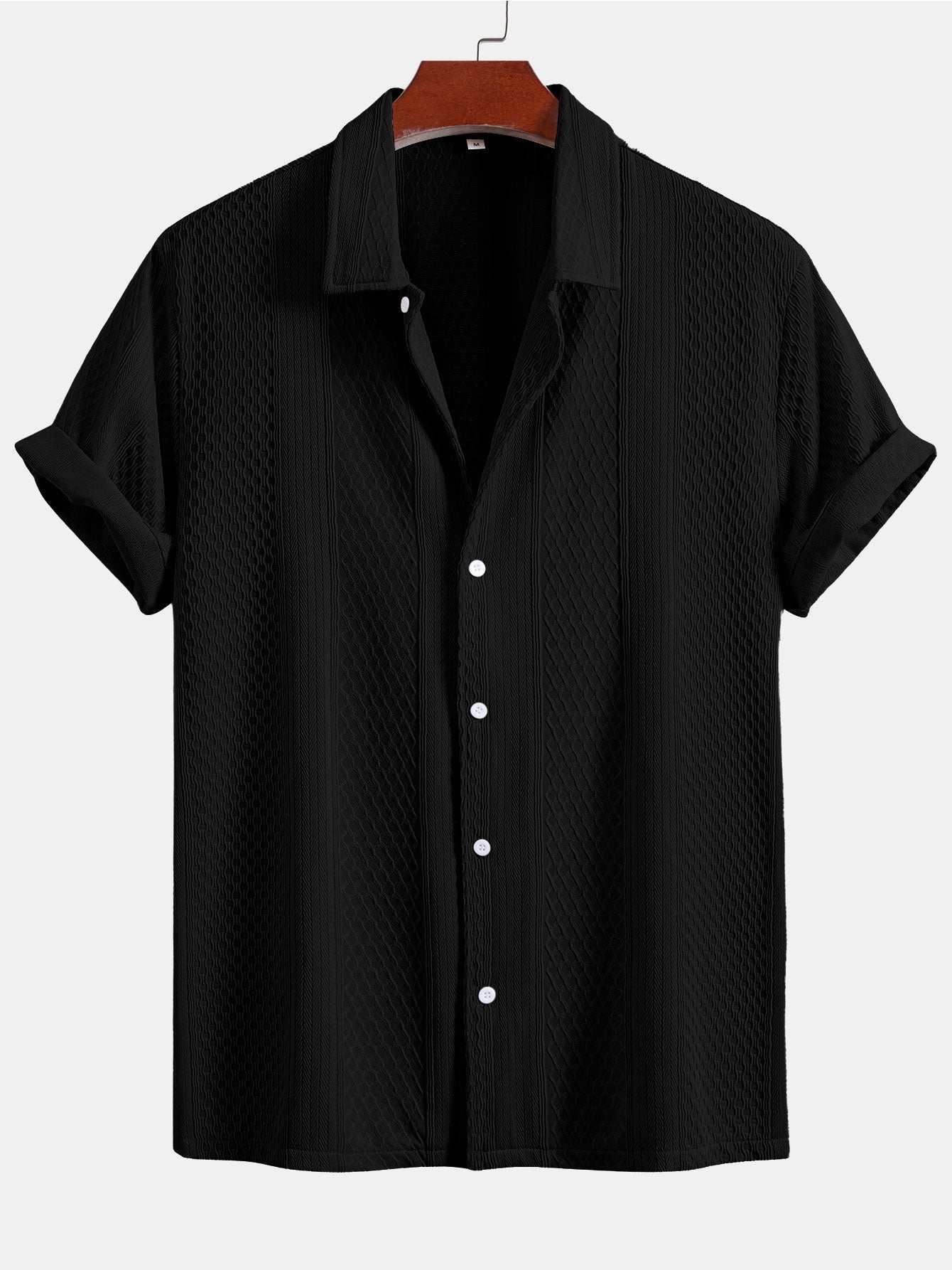 Geometric Patterned Jacquard Button-Up Shirt