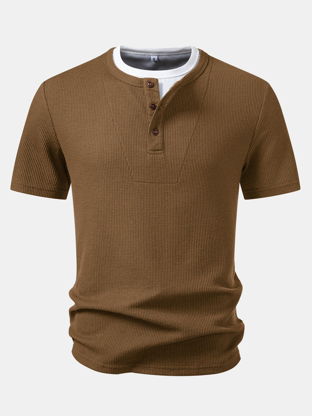 Dual-Function Waffle Henley Top