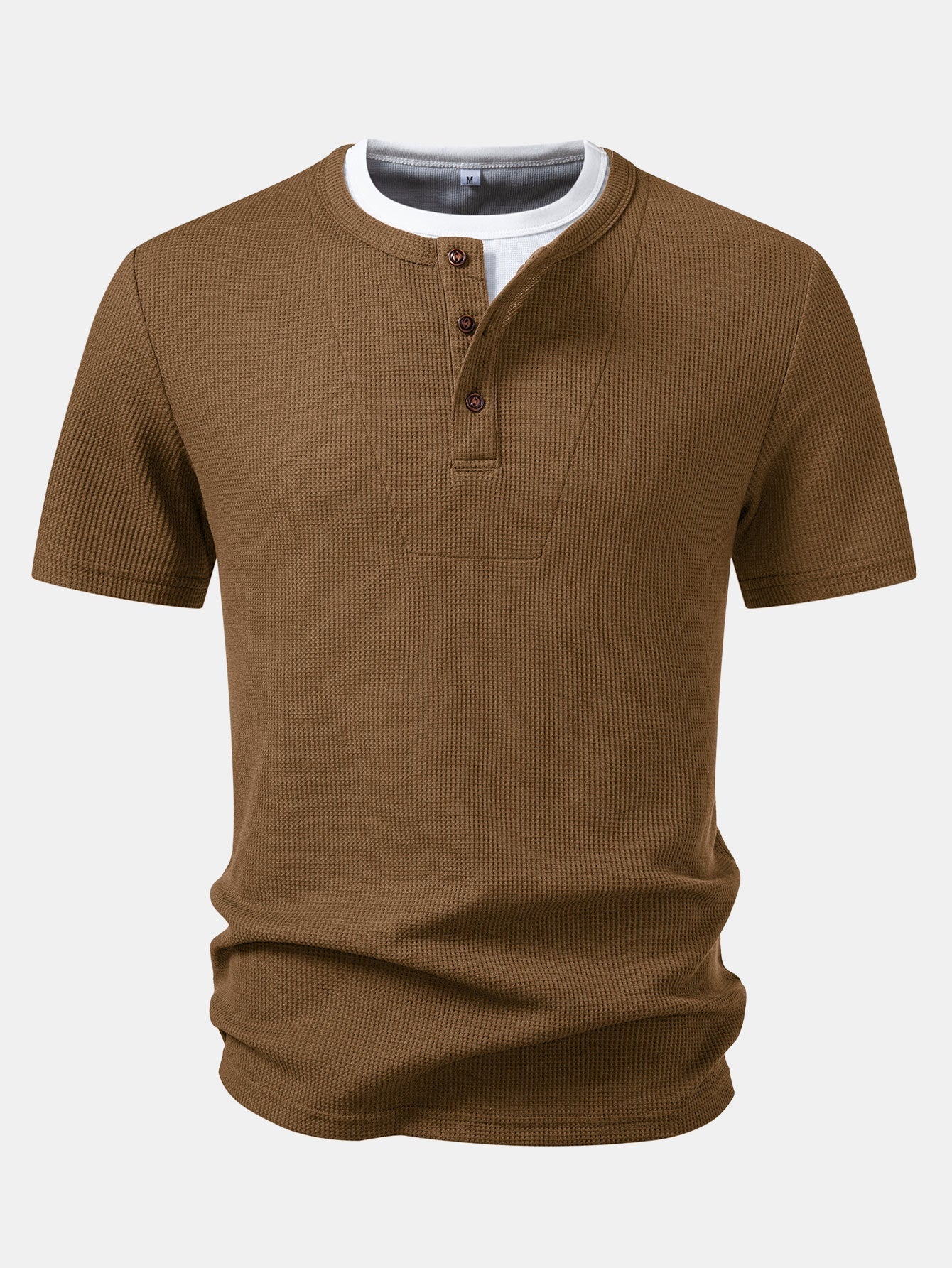 Dual-Function Waffle Henley Top