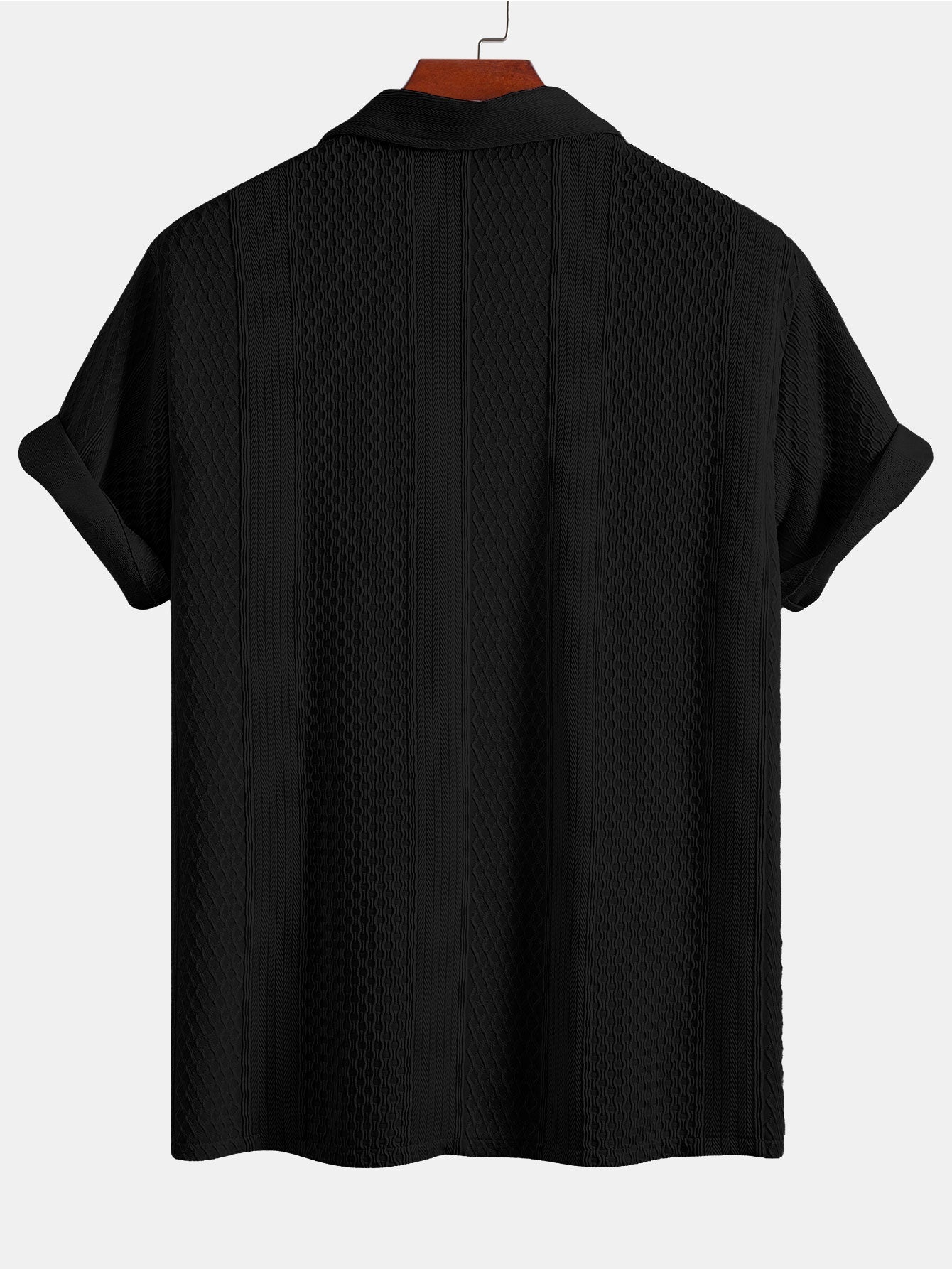 Geometric Patterned Jacquard Button-Up Shirt