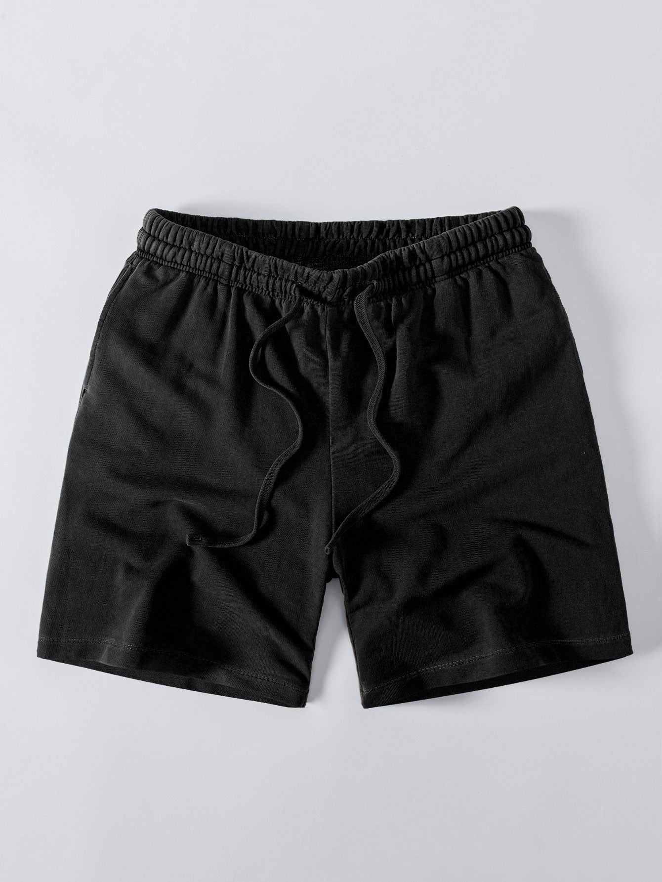 Relaxed Fit Heavyweight Washed Drop Shoulder Tee & Distressed Drawstring Shorts