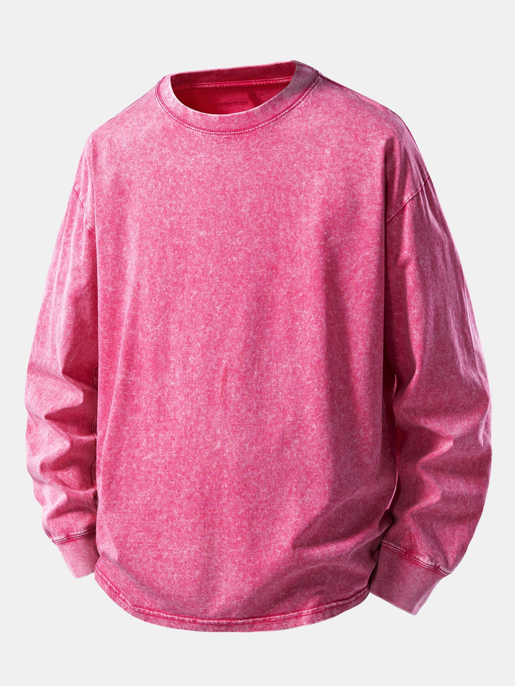 Casual Long Sleeve Washed Distressed Tee