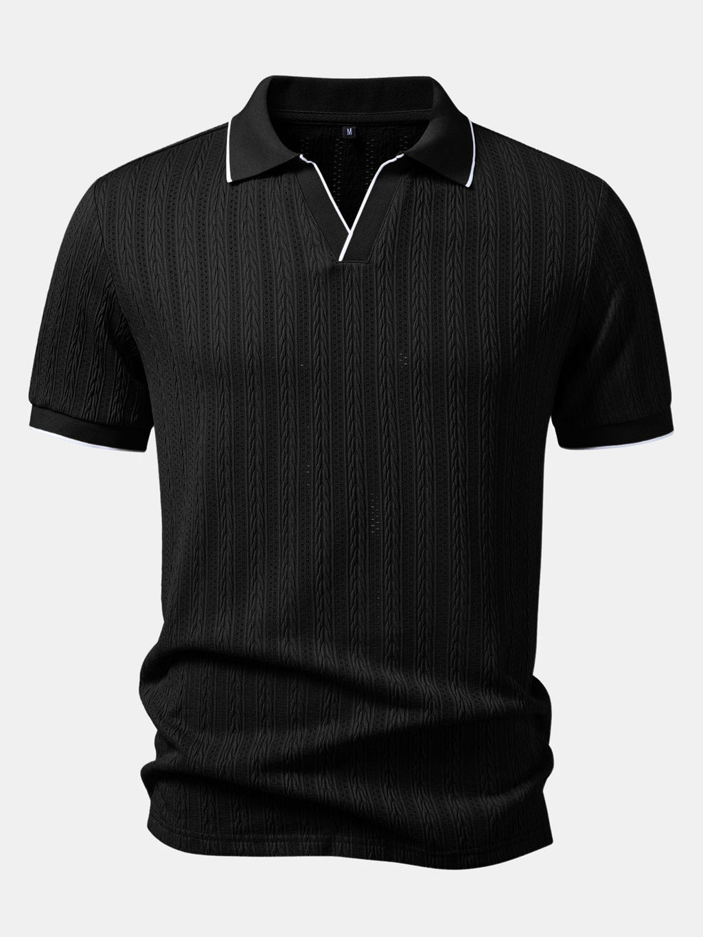 Geometric Jacquard Polo with Johnny Collar & Slim Fit Tapered Pants