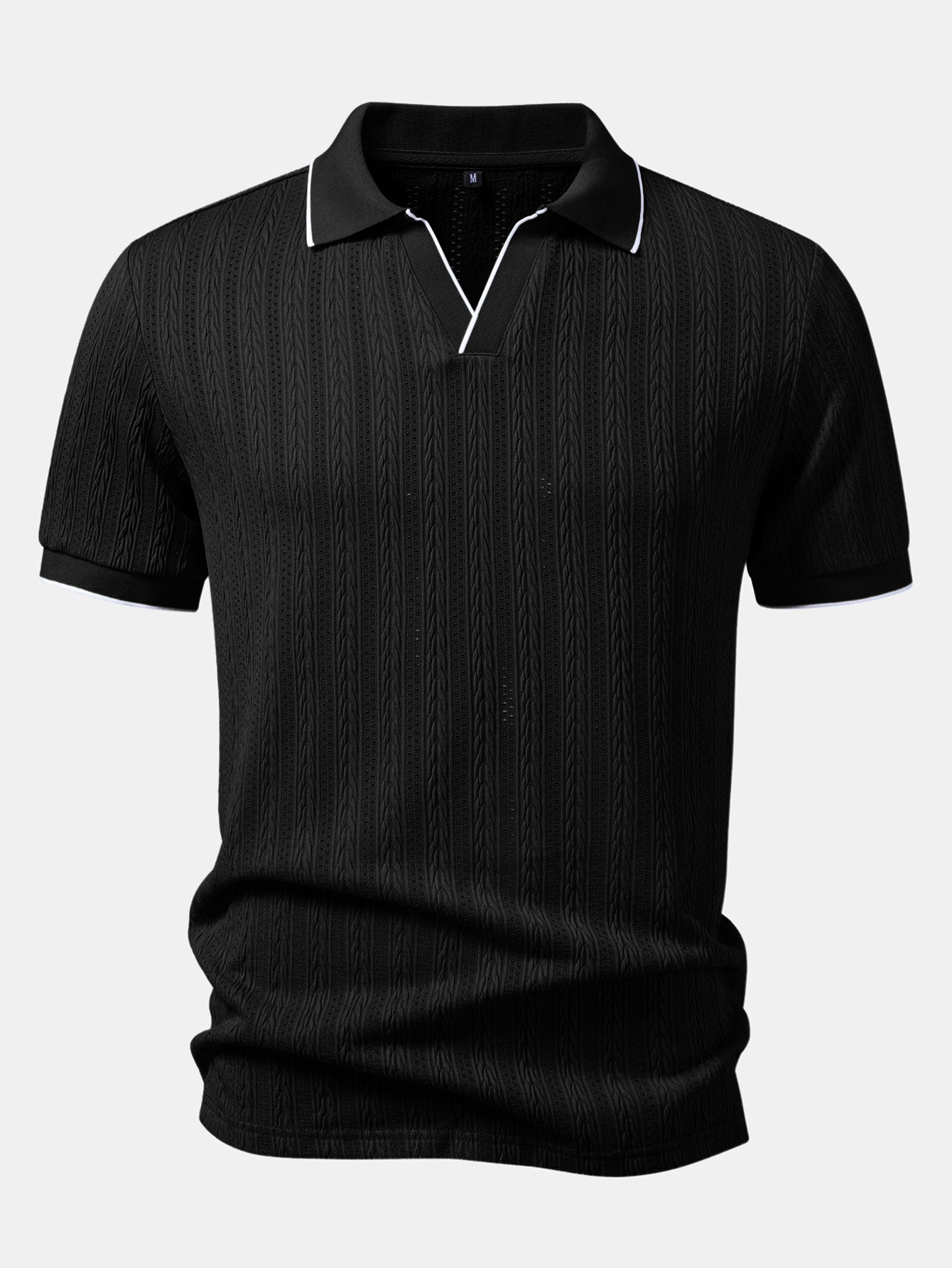 Geometric Jacquard Polo with Johnny Collar
