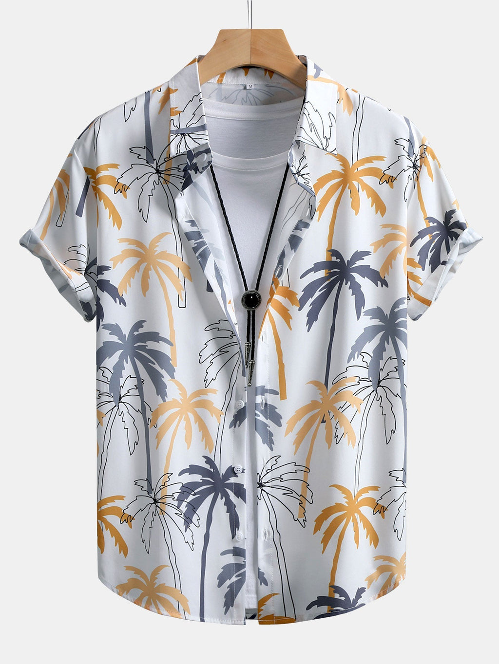 Tropical Palm Print Button-Up Shirt