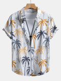 Tropical Palm Print Button-Up Shirt