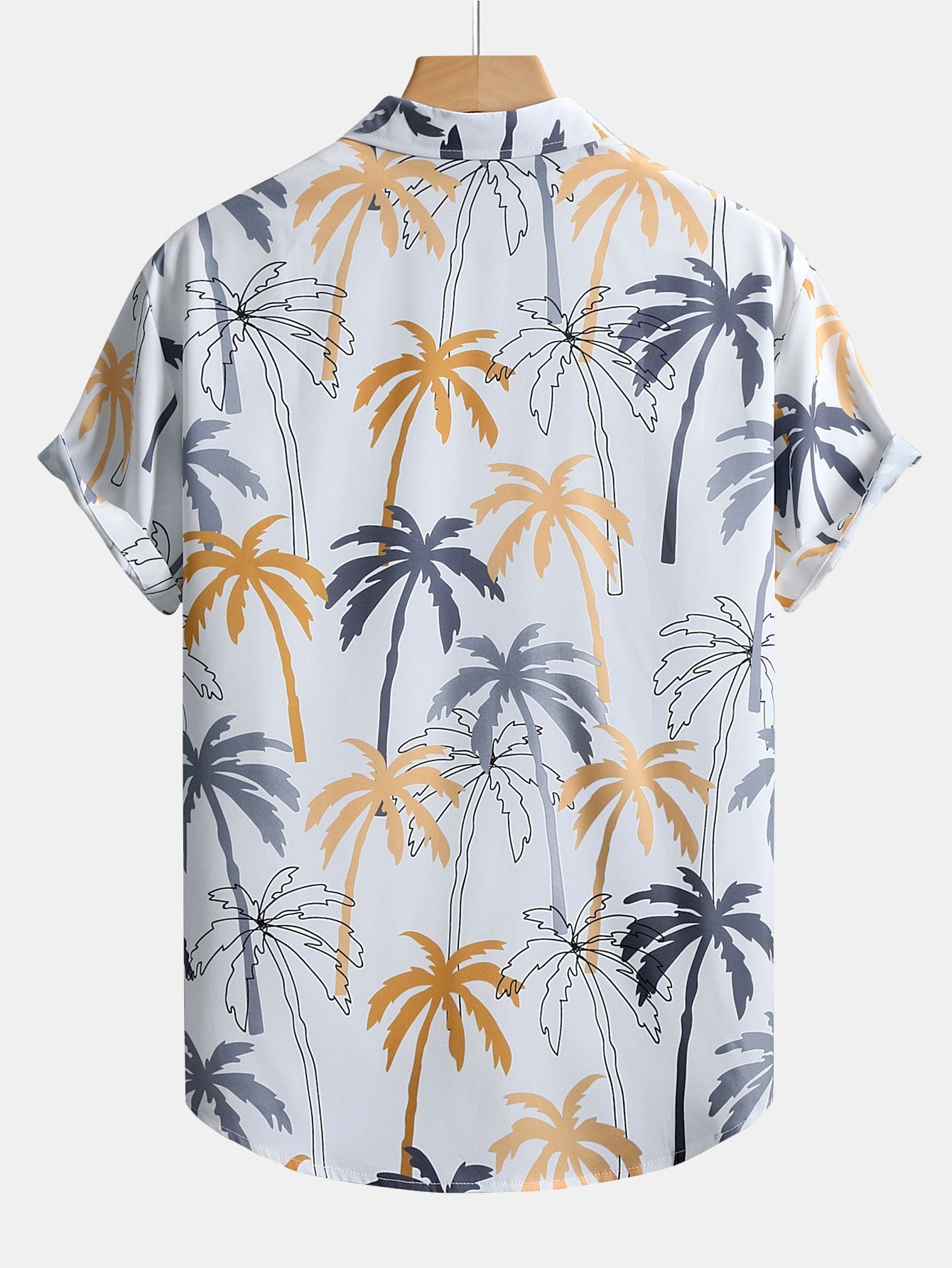 Button-Up Shirt and Swim Shorts with Palm Tree Print