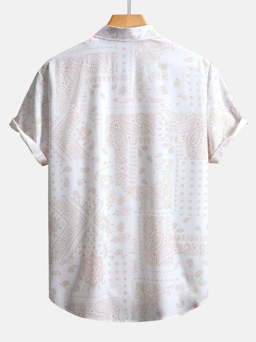 Paisley Pattern Button-Up Shirt with Matching Swim Shorts