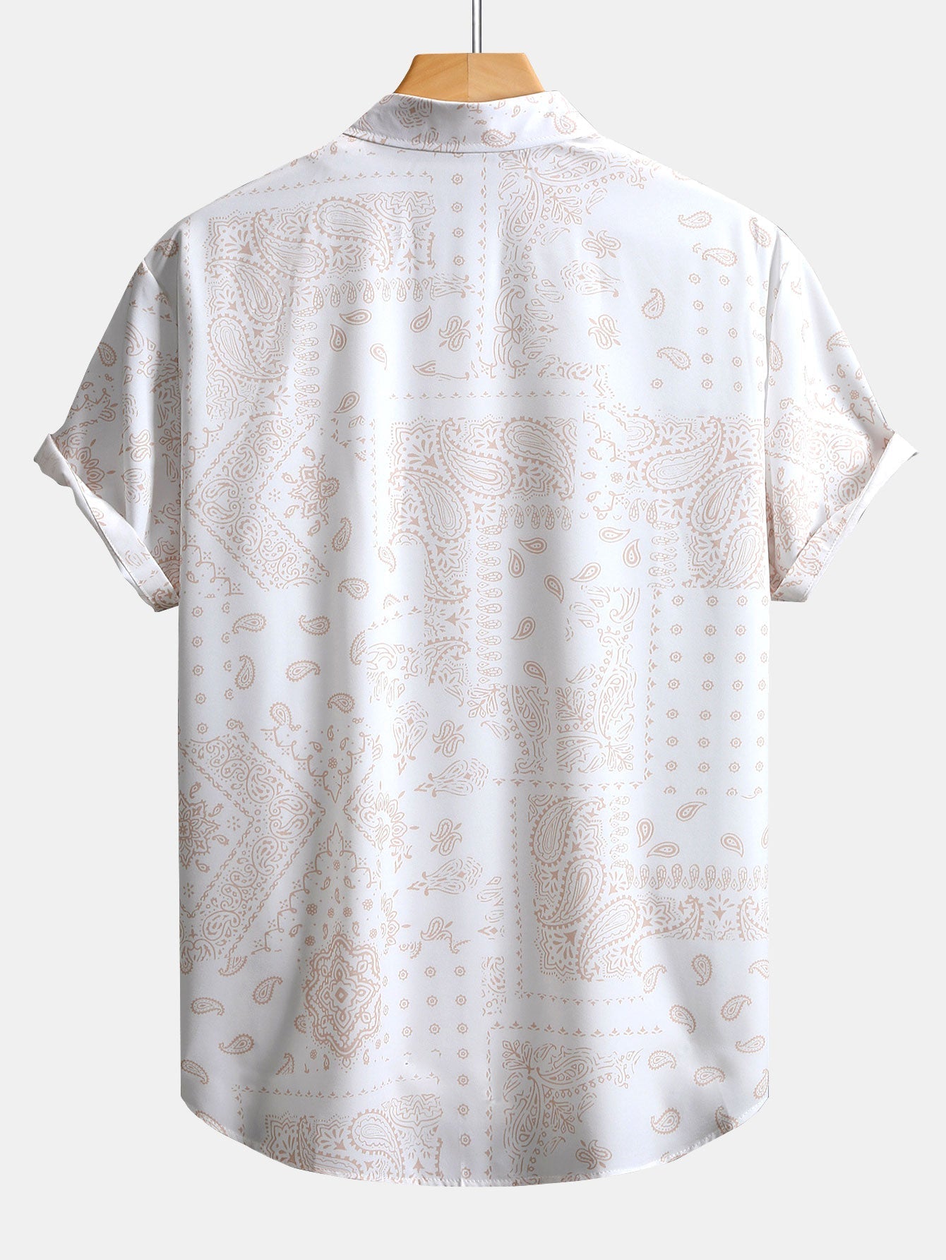 Paisley Pattern Button-Up Shirt with Matching Swim Shorts