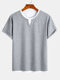 Comfortable 2-in-1 Waffle T-Shirt with Notched Collar