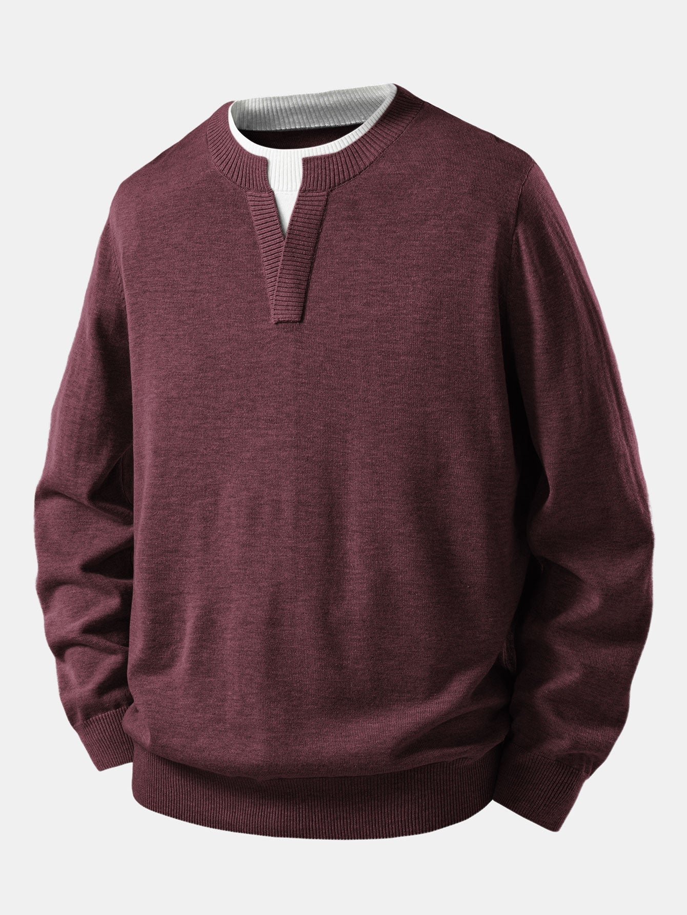 Long Sleeve Dual-Style Split Neck Sweater