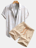 Paisley Pattern Button-Up Shirt with Matching Swim Shorts